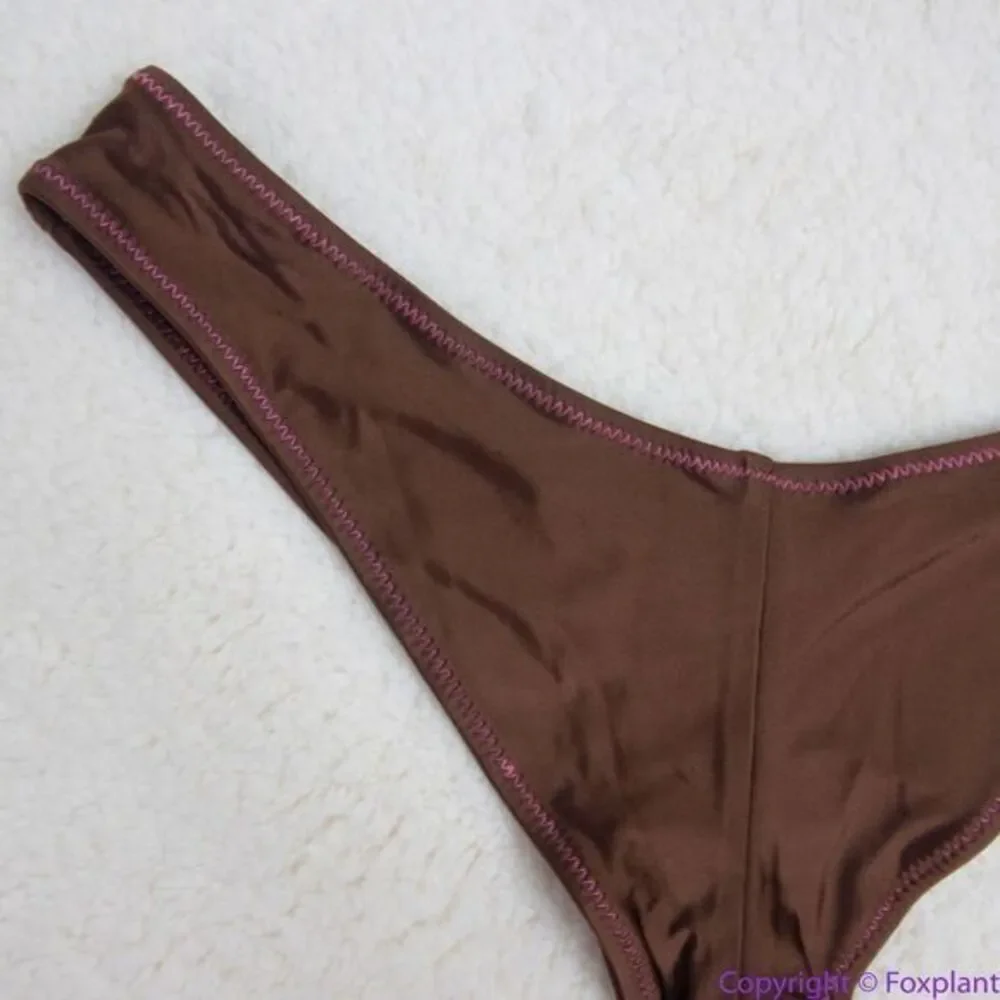 NEW Frankie's‎ Bikinis Katarina Satin Cheeky Bikini Bottom, L
